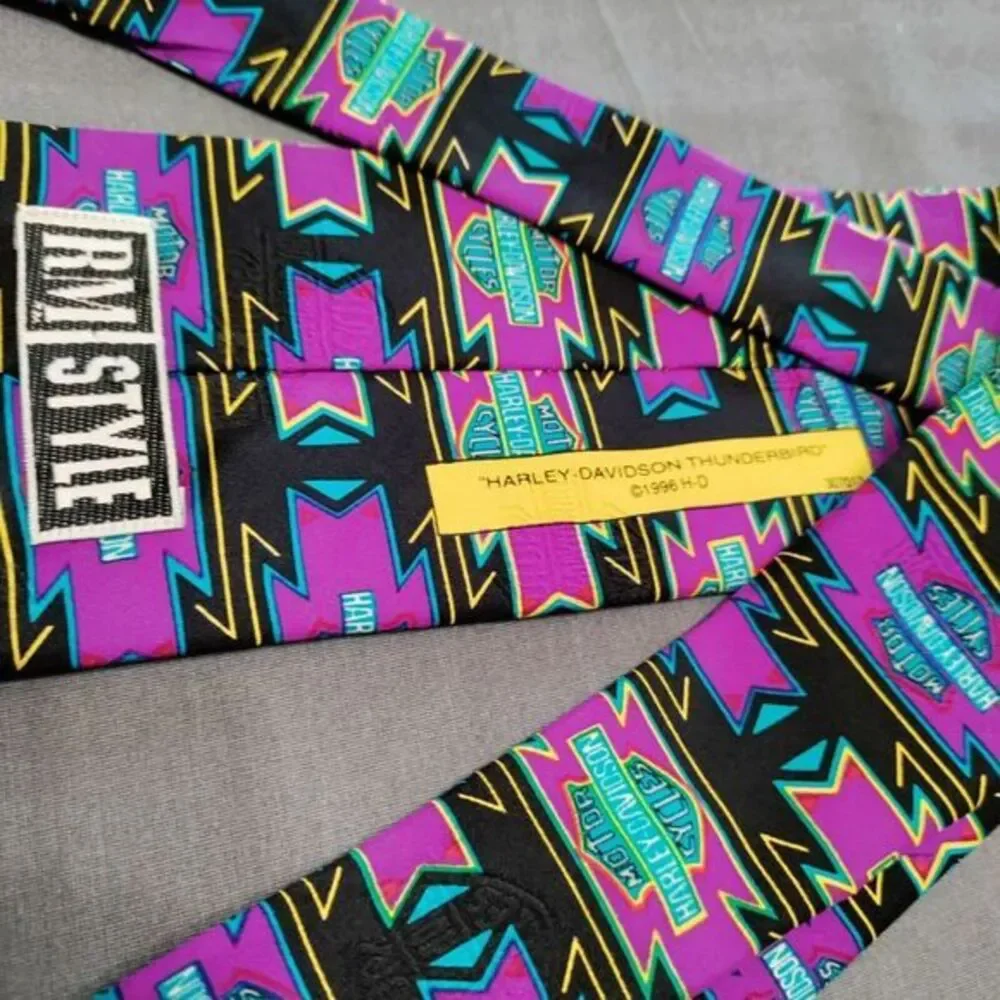 Harley Davidson Men Neck Tie Motorcycles Thunderbird Multicolor Suit Necktie 57